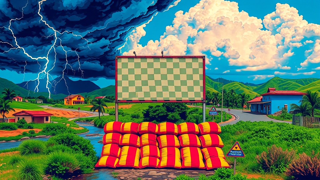 장마철, 어떤 피해가 발생할 수 있을까? (popart 스타일)