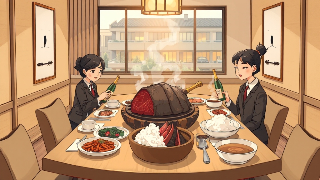 대치동 모도우 선릉점: 한우 다이닝과 콜키지 프리 (cartoon 스타일)