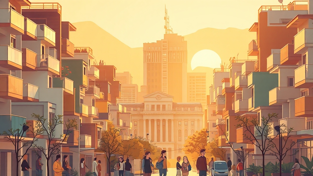 부동산 정책: 주거 안정과 시장 정상화 (illustration 스타일)